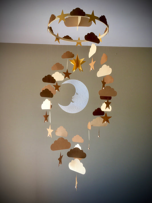 MOBILE BEBE SPIRALE LUNE ET ETOILES