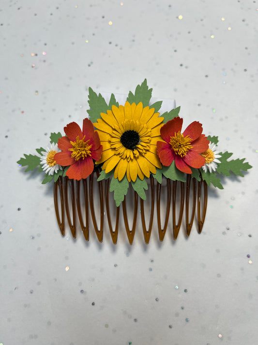 PEIGNE A CHEVEUX FLEURS EN PAPIER